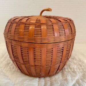 Beautiful Hand Made Wicker Pumpkin Basket with Lid